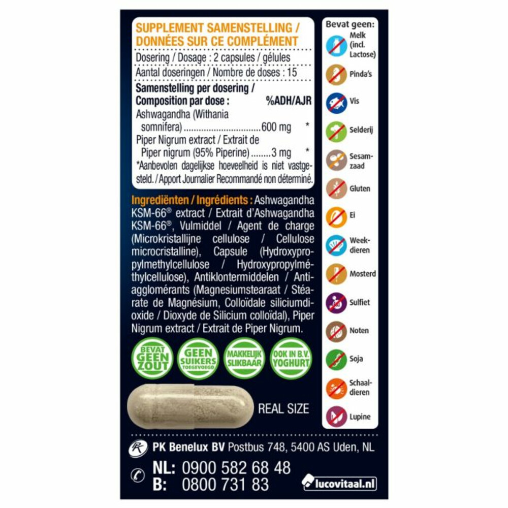 2x Lucovitaal Ashwagandha KSM-66 Super30 capsules