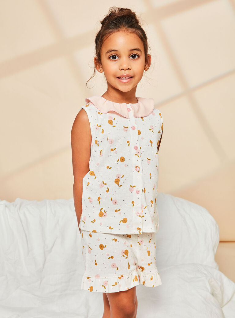 Ensemble pyjama débardeur et short écru à imprimé fruits