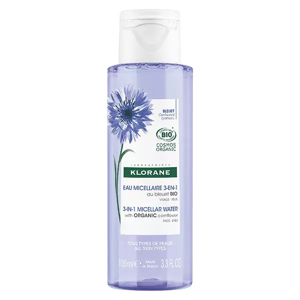 Klorane Bleuet Eau Micellaire Visage Yeux Lèvres Bio 100ml