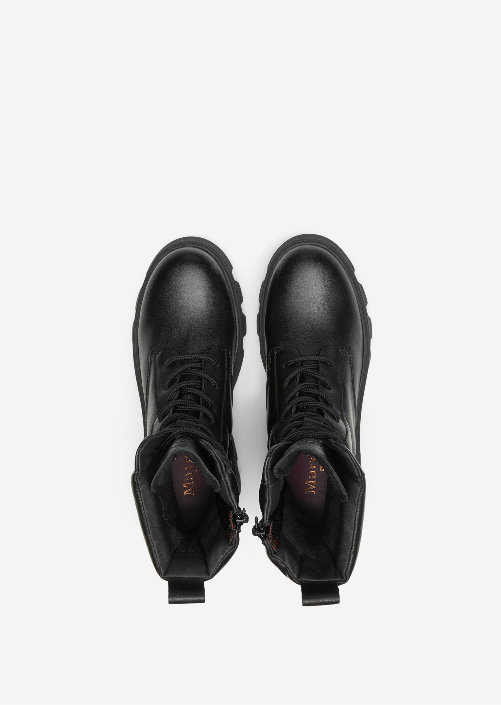 Schnürstiefel mit Innenzipper aus matt glänzendem Rindleder