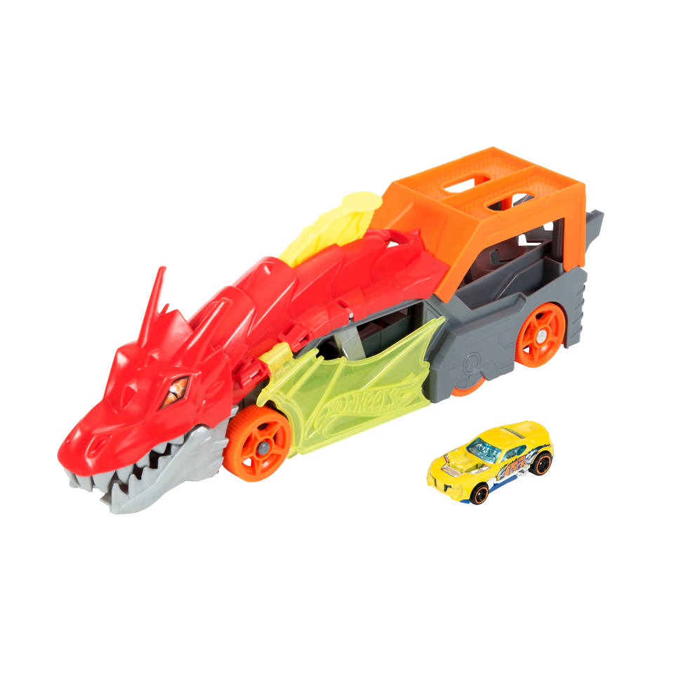 Hot Wheels City lanceringstrailer met draak