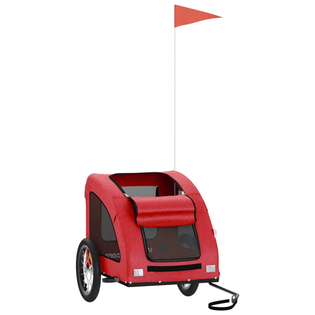 Reboque para cães para bicicletas vidaXL, em ferro e tecido Oxford, vermelho