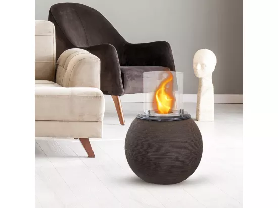 Brasier de jardin cheminée au bioéthanol pour intérieur et extérieur BOTTICELLI Terra Brown d.40 x h54