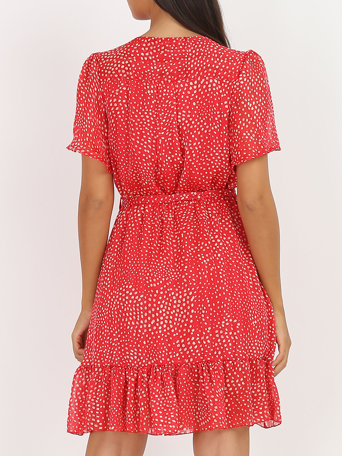 Robe patineuse à pois- Rouge