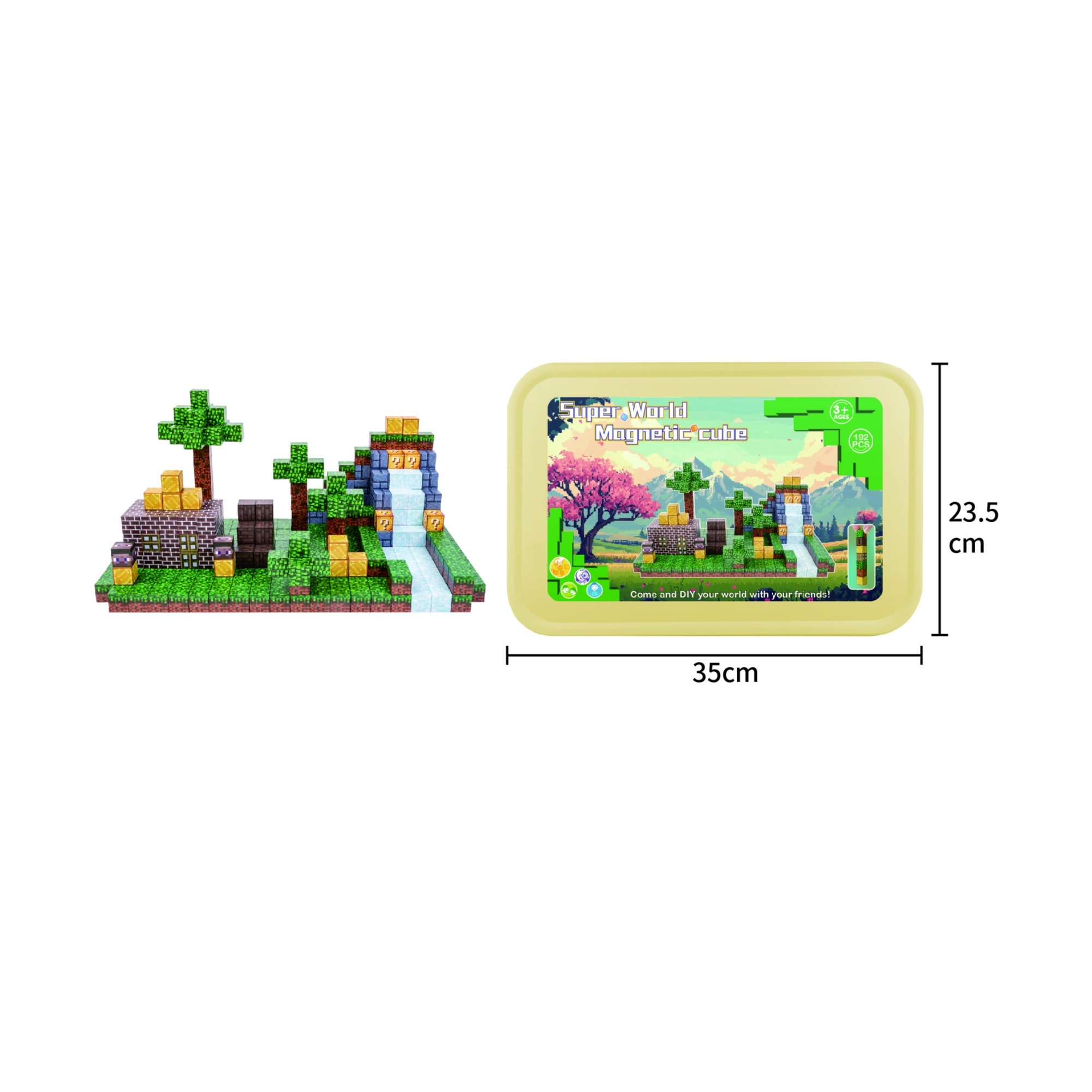 (192-tlg. Set) Magnet Würfel Bausteine DIY Kinder Spielzeug Magnetische Miniatur Welt Lernspiel - Baumhaus