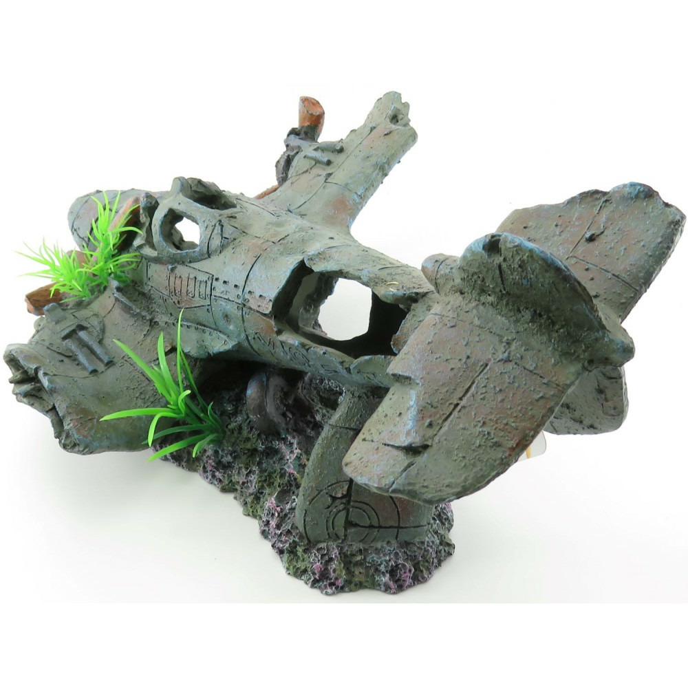 Avion philo. 35 x 25 x 18 cm. Décoration aquarium.