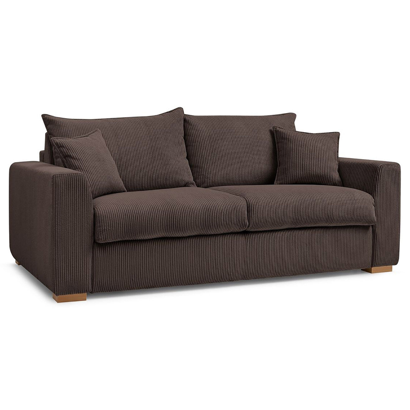 Bobochic Canapé convertible express augustin velours côtelé marron  - 225x96x97 cm