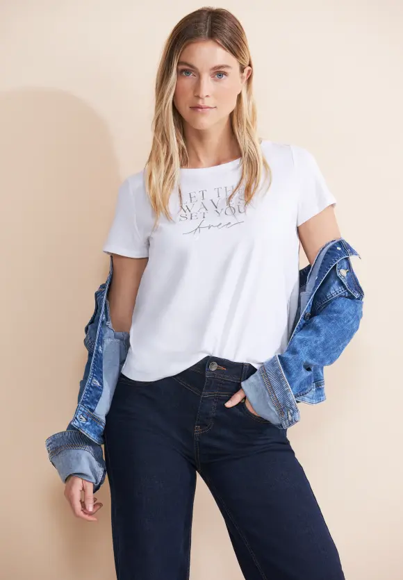 T-Shirt mit Partprint - White