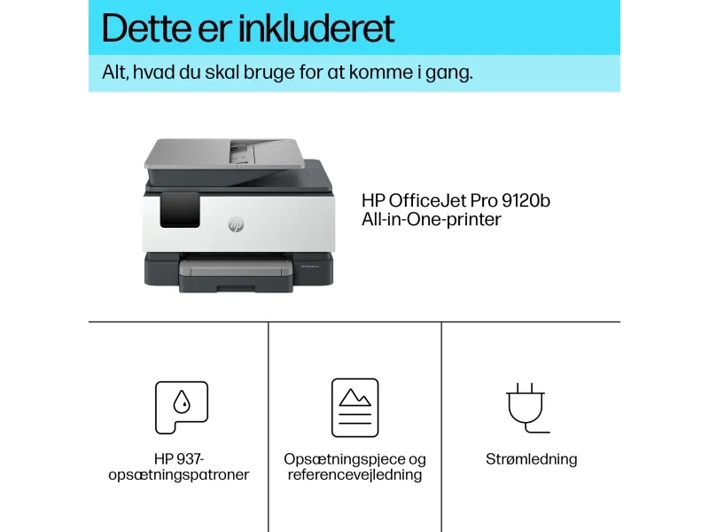 HP Officejet Pro 9120b All-in-One - Multifunktionsprinter - farve - blækprinter - Legal (216 x 356 mm) (original) - A4/Legal (medie) - op til 19 spm (kopiering) - op til 20 spm (udskriver) - 250 ark - 33.6 Kbps - USB 2.0, LAN, Wi-Fi(n), USB vært
