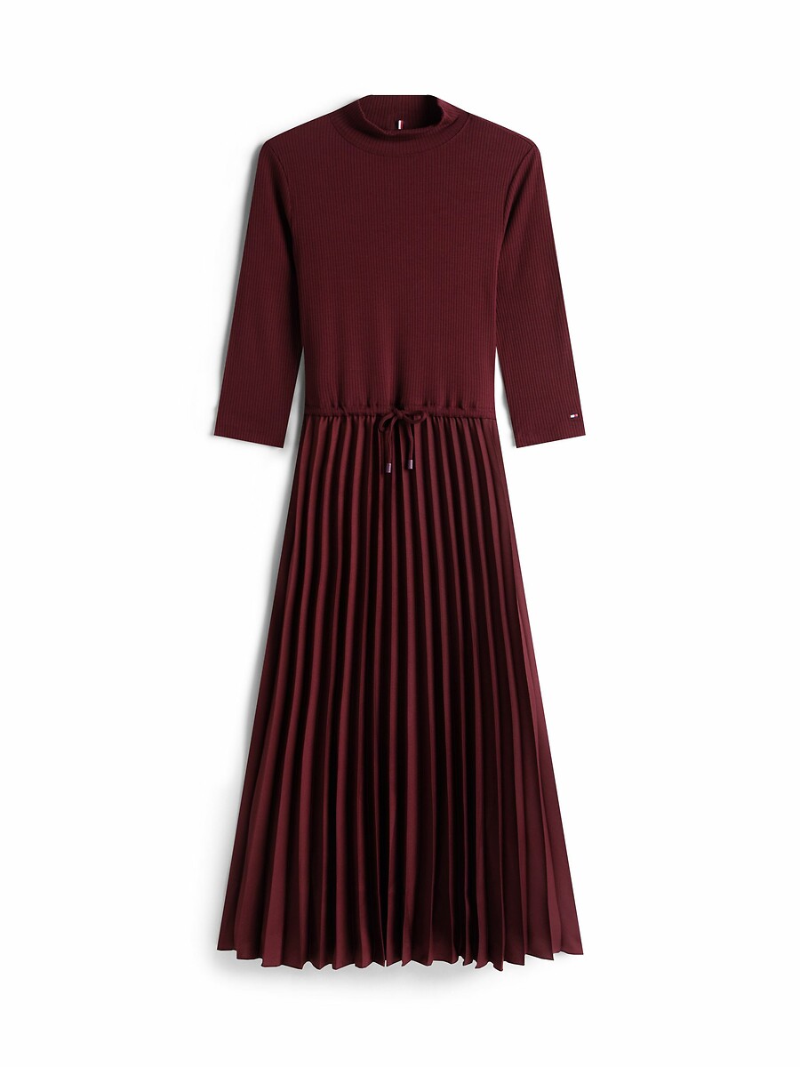 TOMMY HILFIGER<br>Vestido midi com pregas e mangas 3/4