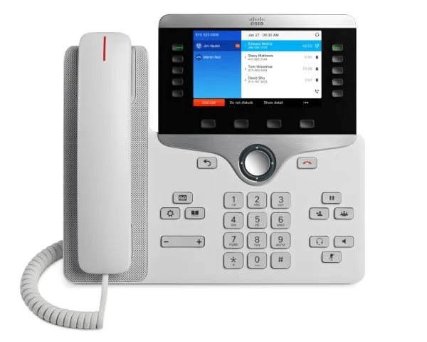 Cisco IP-telefon 8841 - VoIP-telefon - SIP, RTCP, RTP, SRTP, SRTP, SDP - 5 linier - hvid
