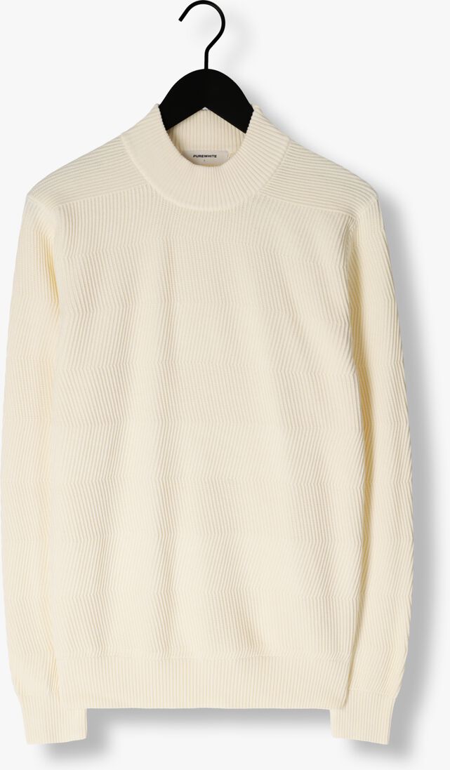 PUREWHITE ecru purewhite trui jaquard washed mockneck
