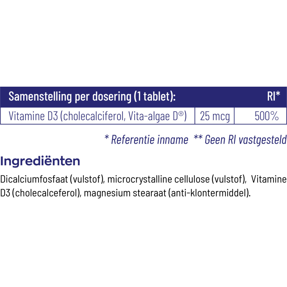 2x Vitakruid Vitamine D3 25mcg Vegan120 tabletten