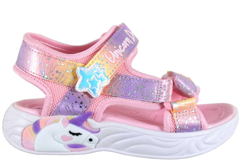 SKECHERS LIGHTS - MAJESTIC BLISS SANDAL I LYSERØDT TEKSTIL