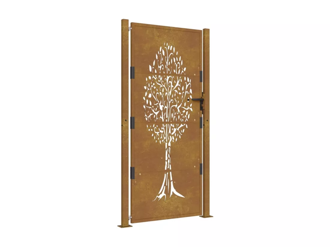 Portail de jardin 105x180 cm acier corten conception de l'arbre