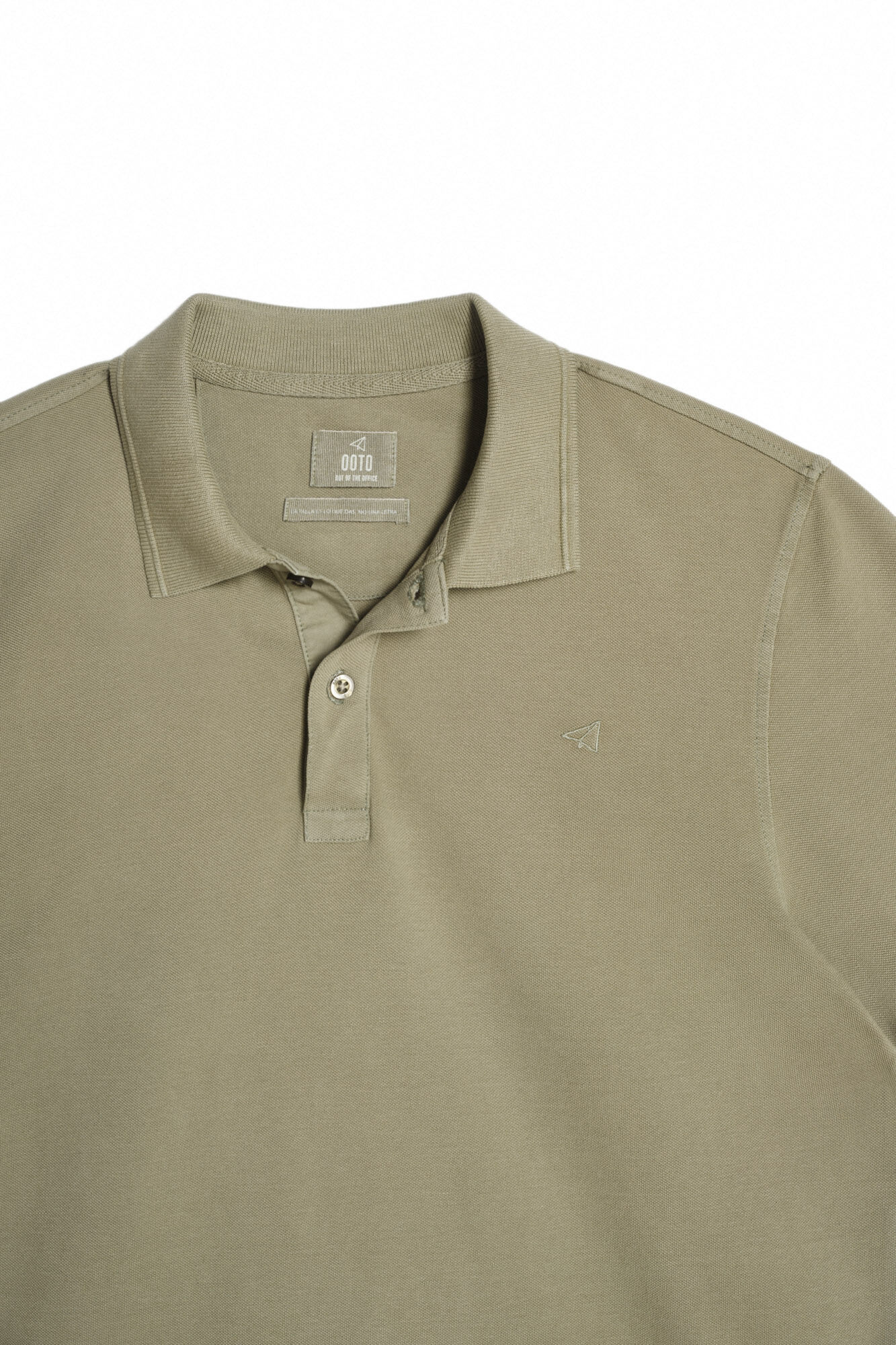 Camisa polo, piqué lavado, avião bordado - Cáqui