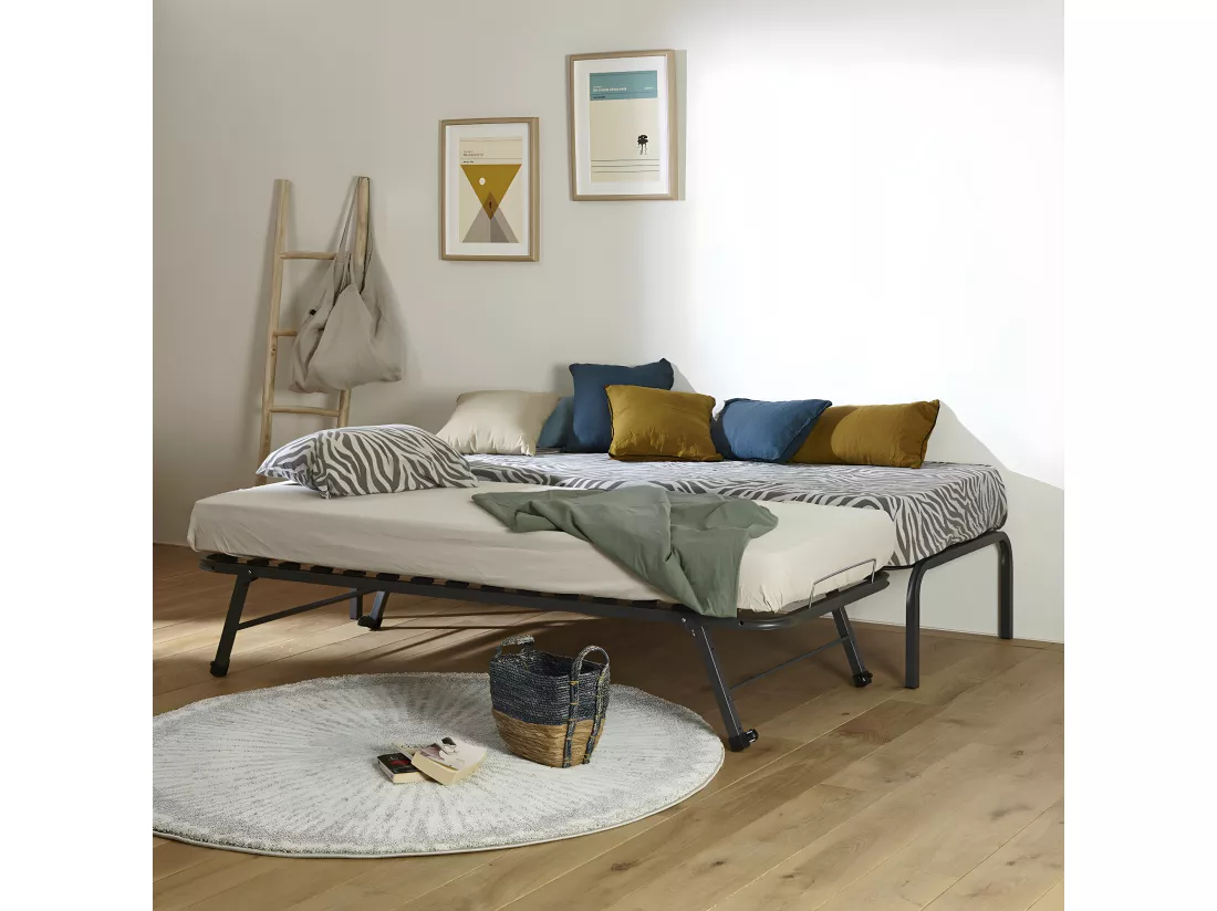 Sommier supérieur 80x200 cm metal gris STRATA