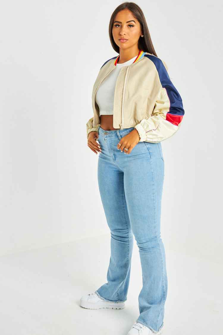 Veste courte beige colorée