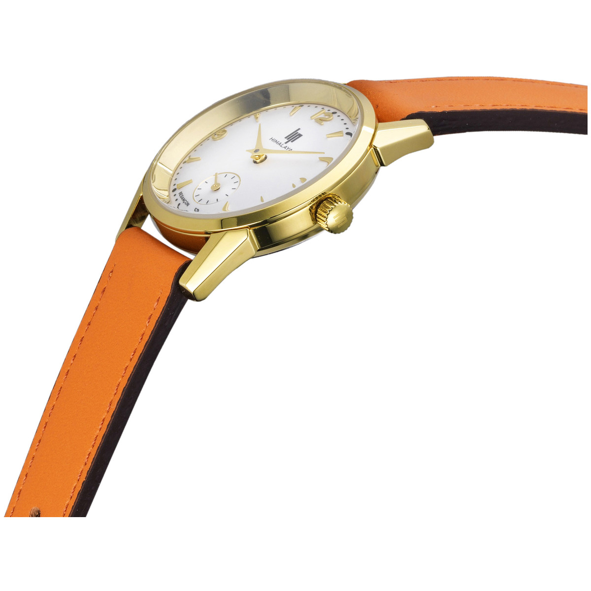 Montre Lip femme acier doré bracelet cuir orange