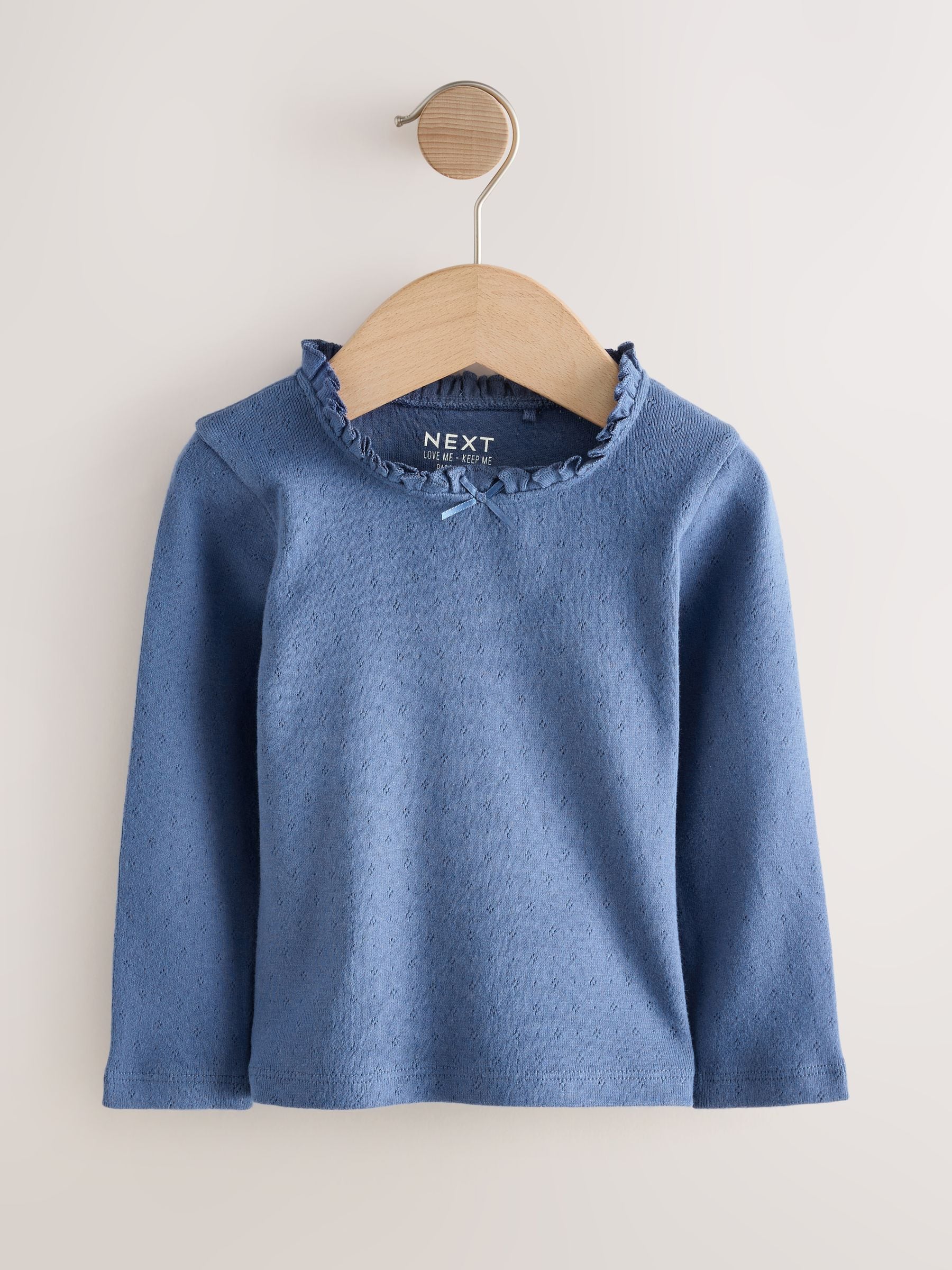 Roze/blauw/crème - Geborduurde tops met lange mouwen (3mnd -7jr)