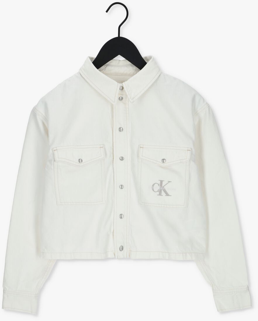 CALVIN KLEIN witte calvin klein spijkerjas cropped utility shirt