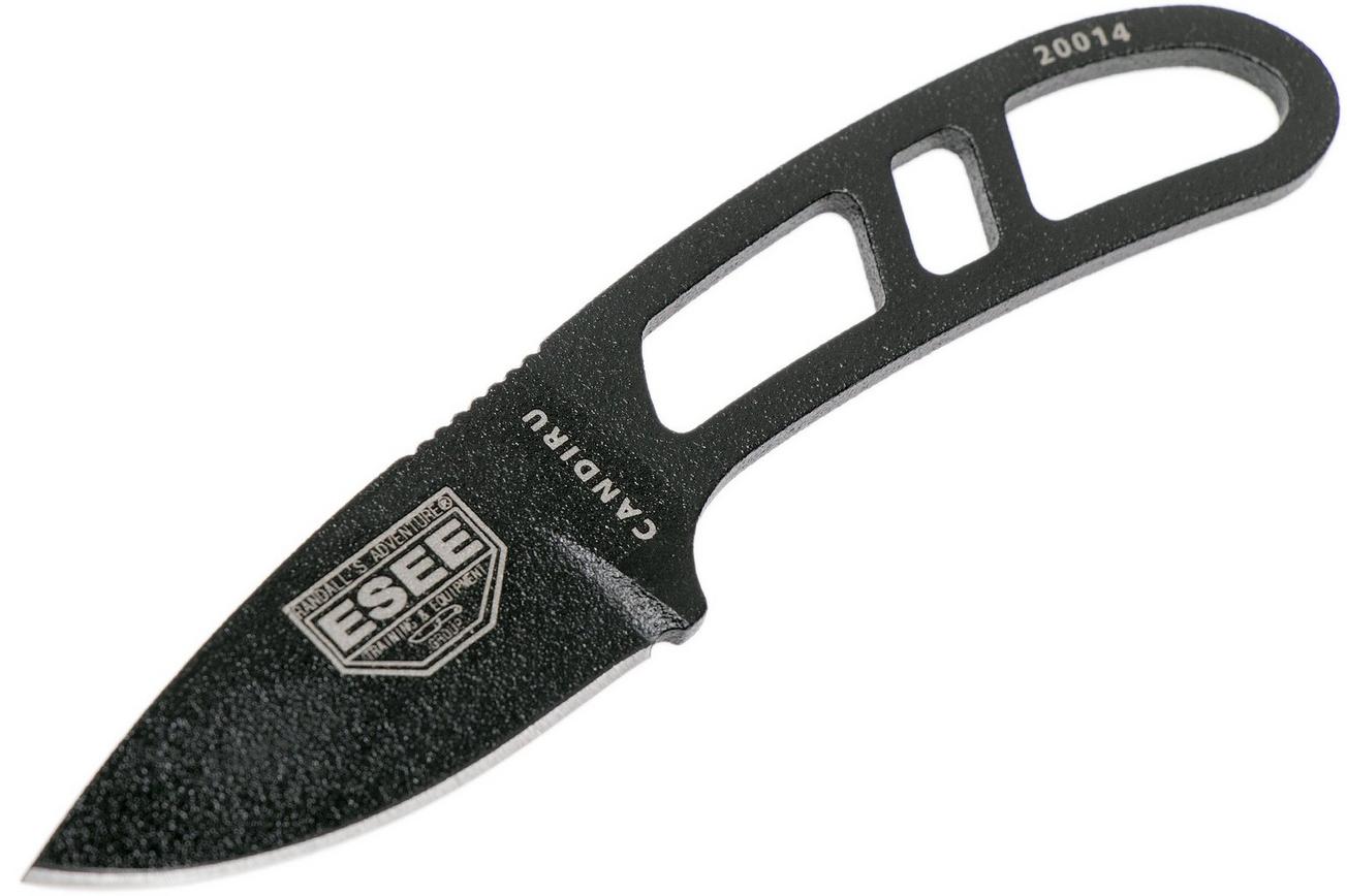 ESEE Candiru Black CAN-B nekmes met zwarte schede   riemclip