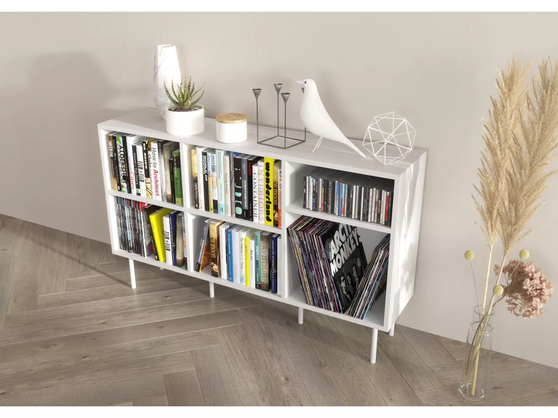 Bibliothèque étagère / moderne blanche MIRKA / 130 cm