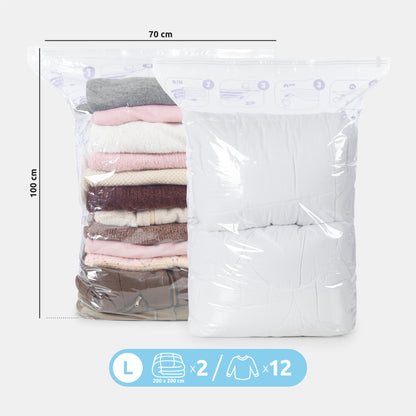 Pack 2 oreillers   sac de rangement sous vide Compress parfum lavande taille L transparents