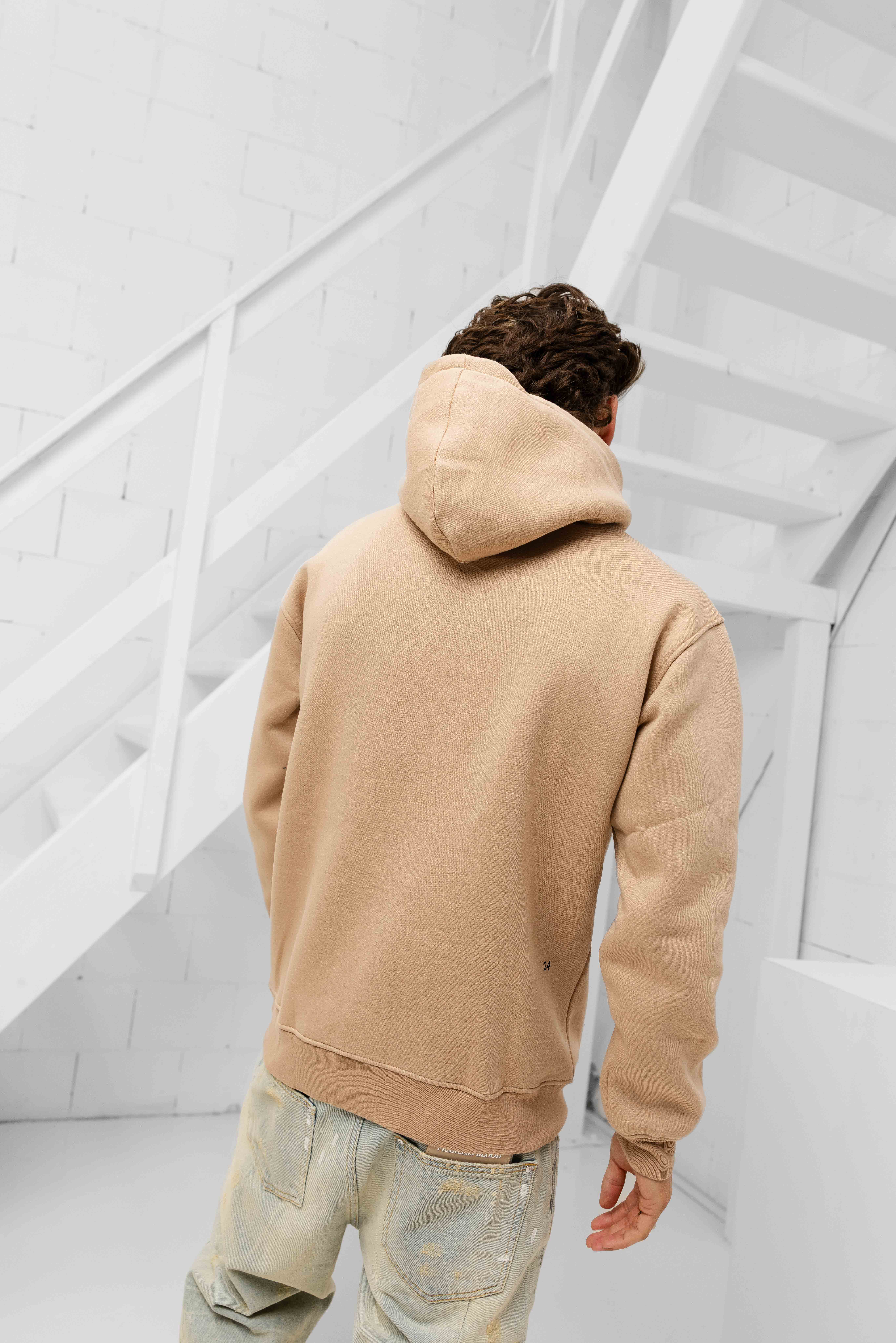 24 Uomo Basic Hoodie Bruin Heren