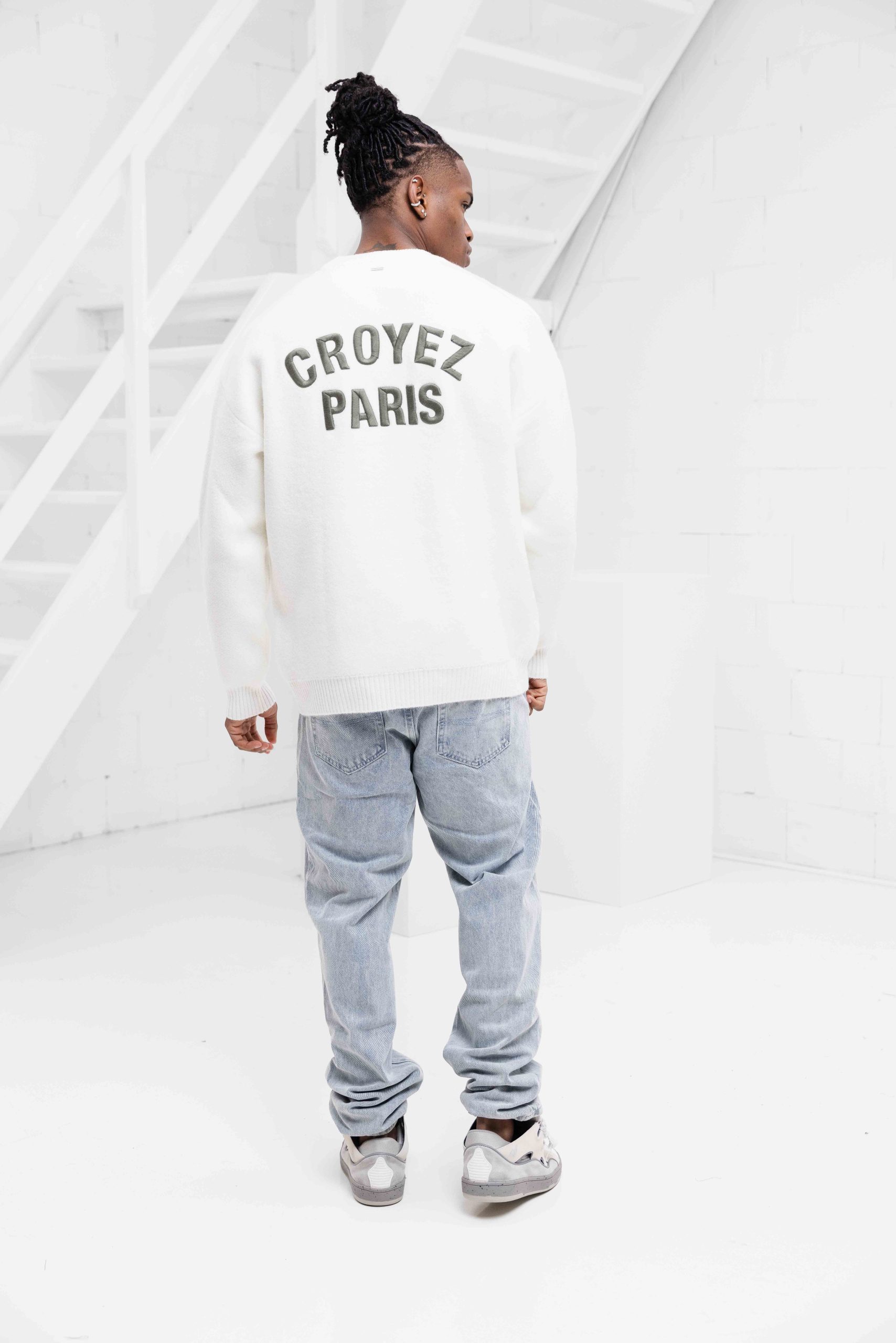 Croyez Paris Knit Sweater Heren Gebroken Wit