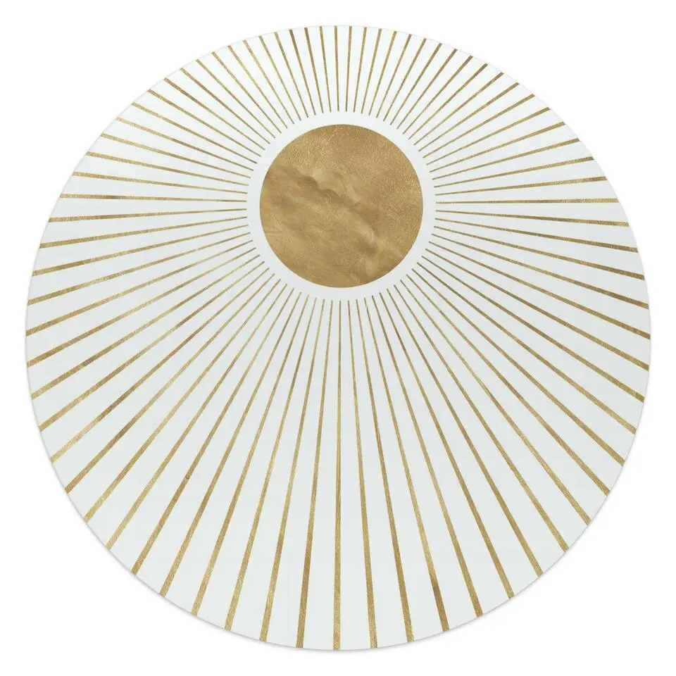 Glasschilderij Zon - Ø 50cm - Goudkleurig