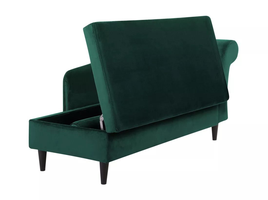 Chaise longue côté droit en velours vert foncé LUIRO