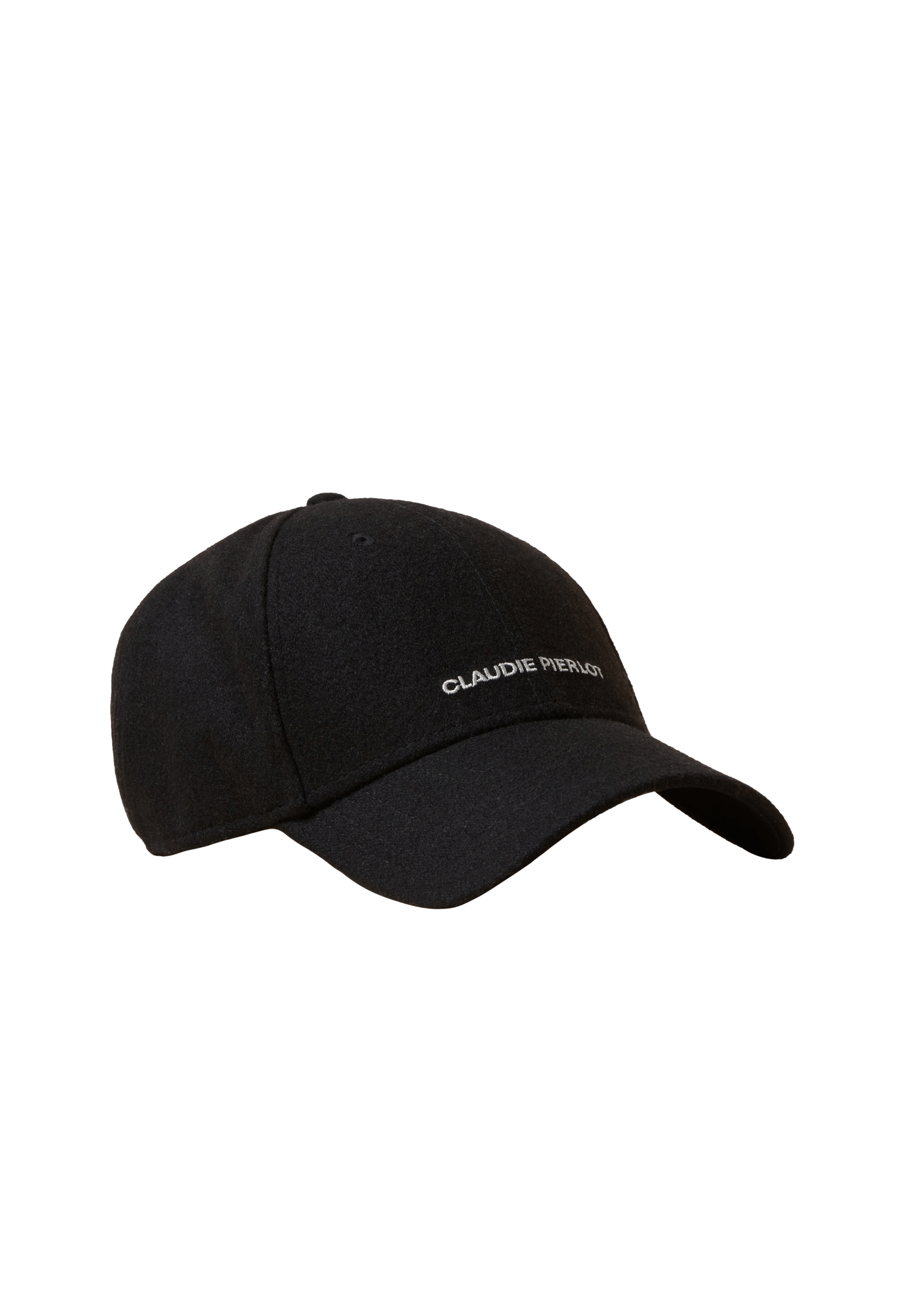 Casquette brodée en laine mélangée | Noir