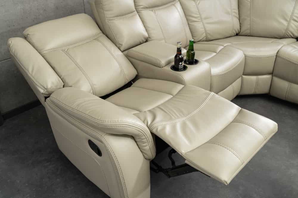Exklusiver 5er Kinosessel HOLLYWOOD beige Ecksofa Getränkehalter Stauraum