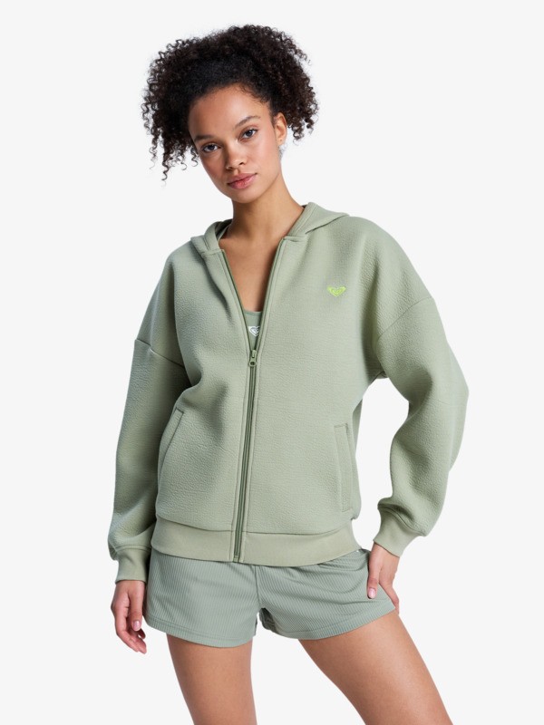 Rise & Vibe Sweat à capuche zippé Vert Femme