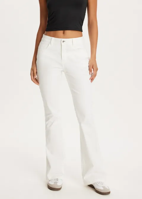 Flared broek twill off-white (WIT.O)
