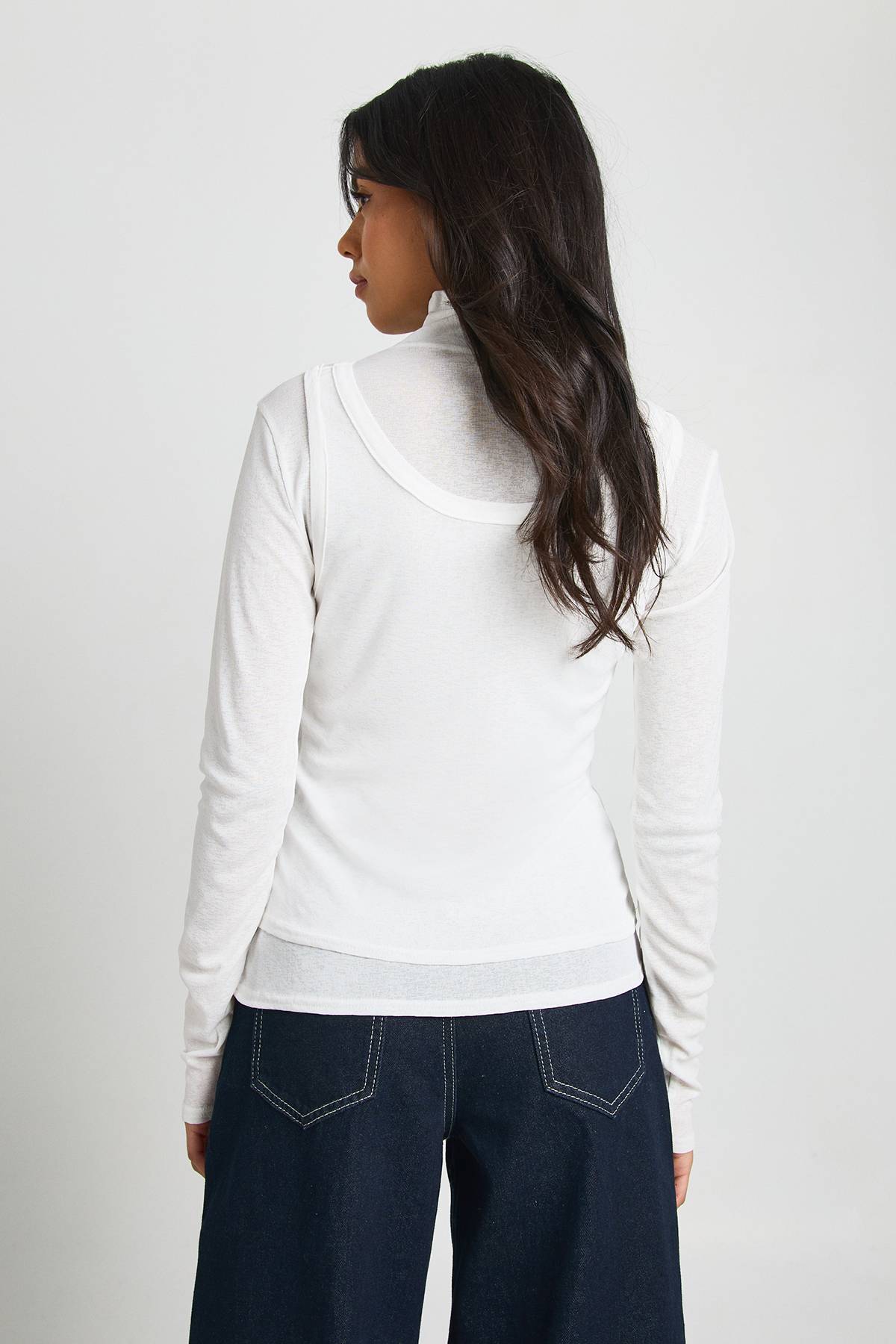 boohoo Haut Col Roulé 2 en 1 Texturé Transparent
