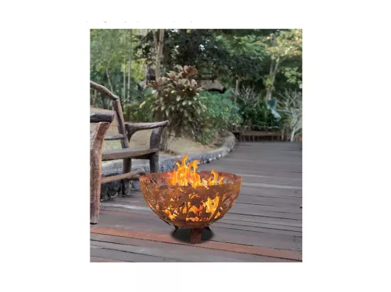 Demi brasero rond - Découpe laser - D 57,5 x H 36,8 cm - Effet rouille