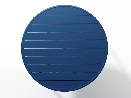 Salle à manger de jardin en métal - une table D.110 cm et 4 fauteuils empilables - Bleu nuit - MIRMANDE de MYLIA