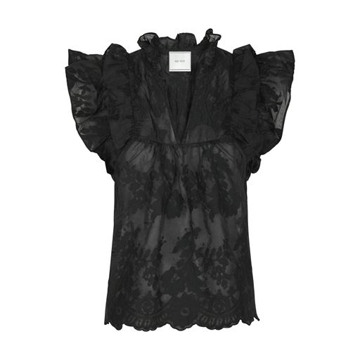 Neo Noir Jayla Big Embroidery Bluse, Black, 34