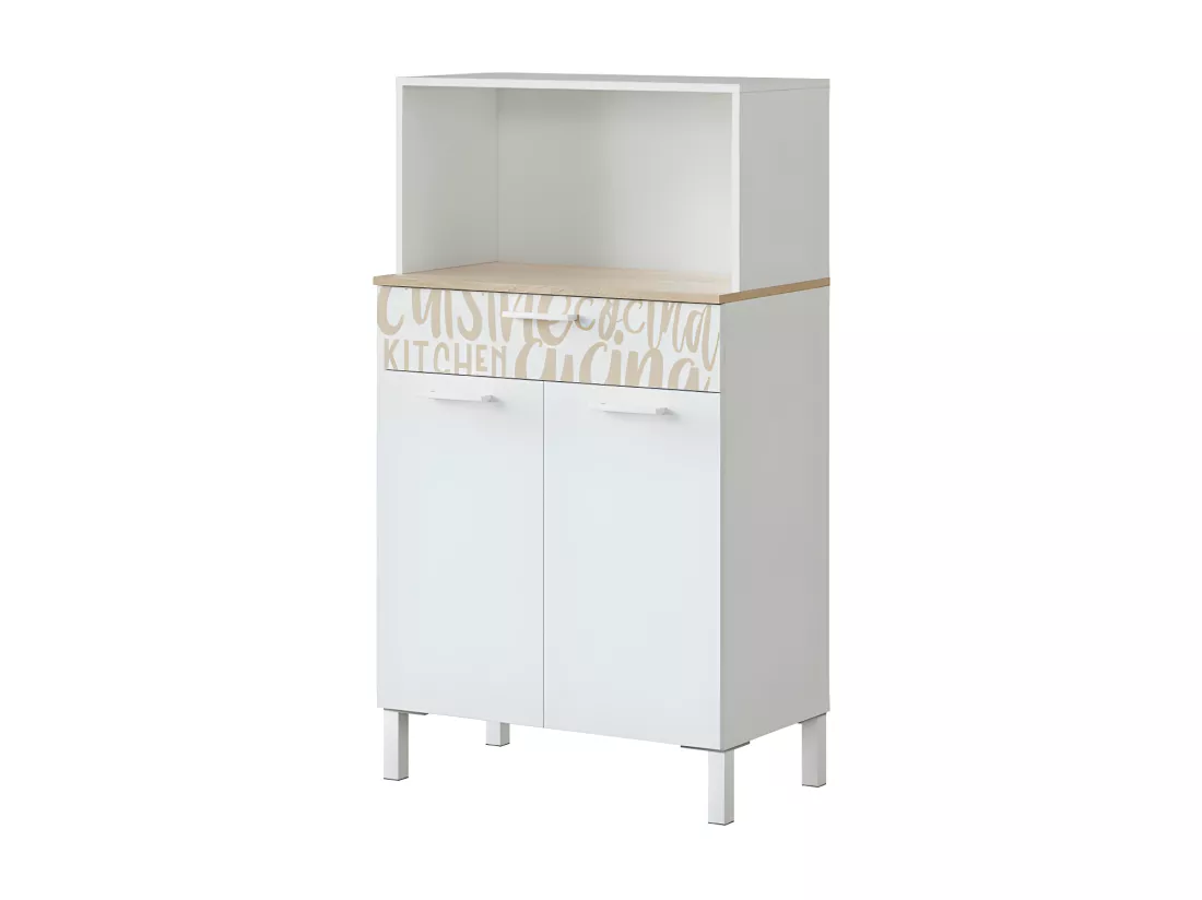 Meuble bas de cuisine 2 portes + 1 tiroir Blanc - CHINI - L 72 x l 40 x H 126 cm