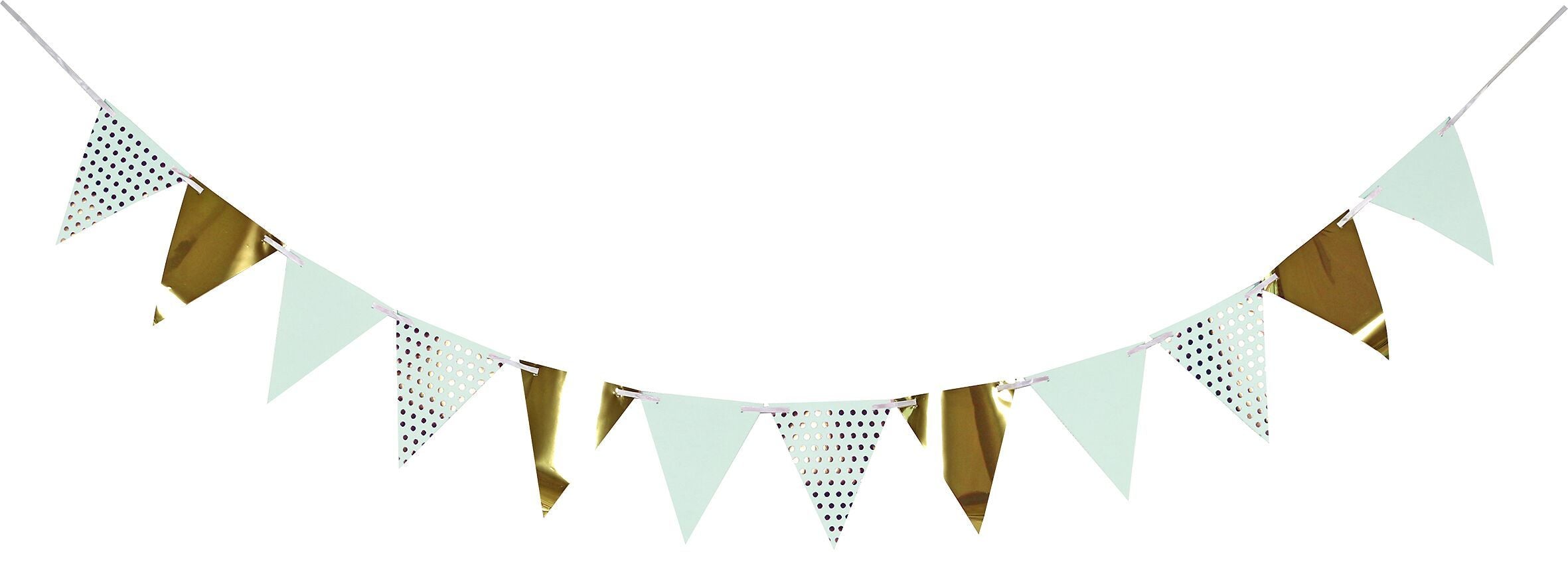 JILL Wimpelgirlande mint, gold L3.6 m - Gold, Mint