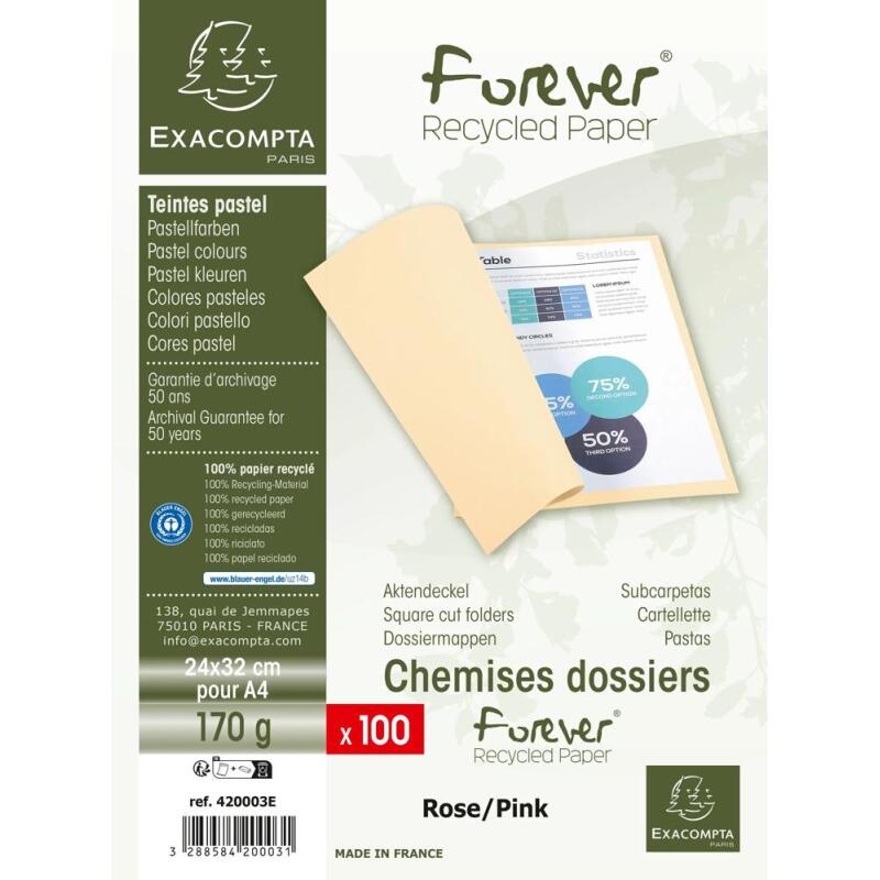 Paquet de 100 chemises Forever® 170 100% recyclé - 24x32cm