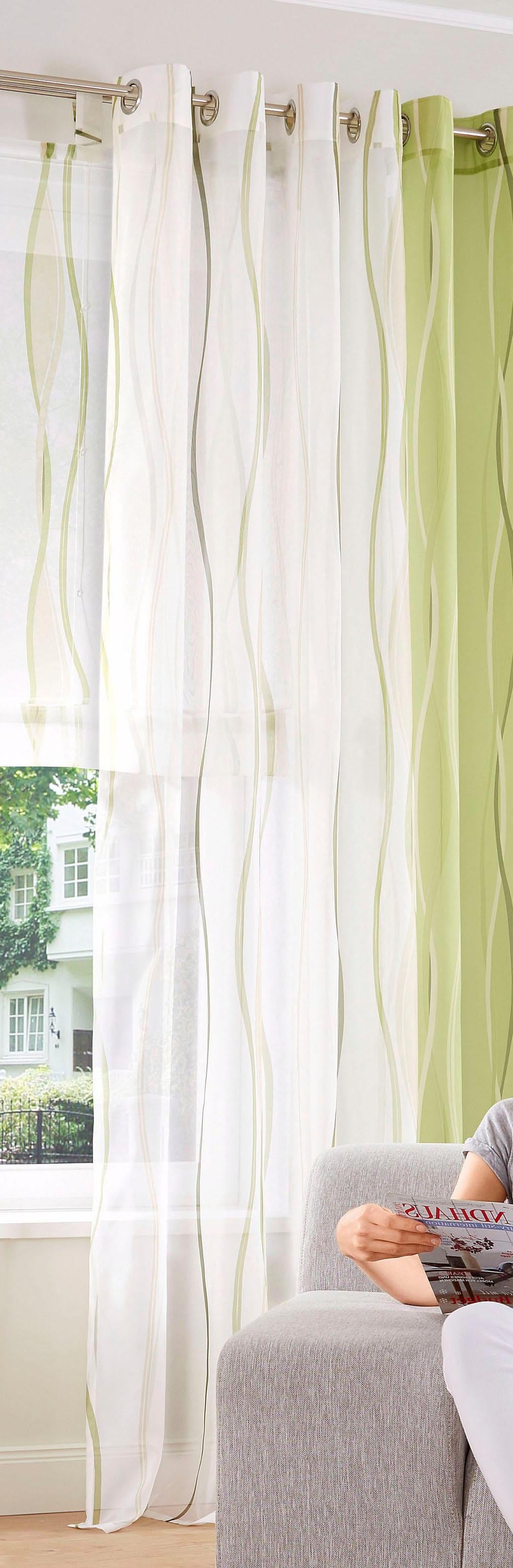 my home Gardine »Dimona« Ösen 2 Stk. tlg. 2-er Set, transparent, Voile, Polyester, Wellen