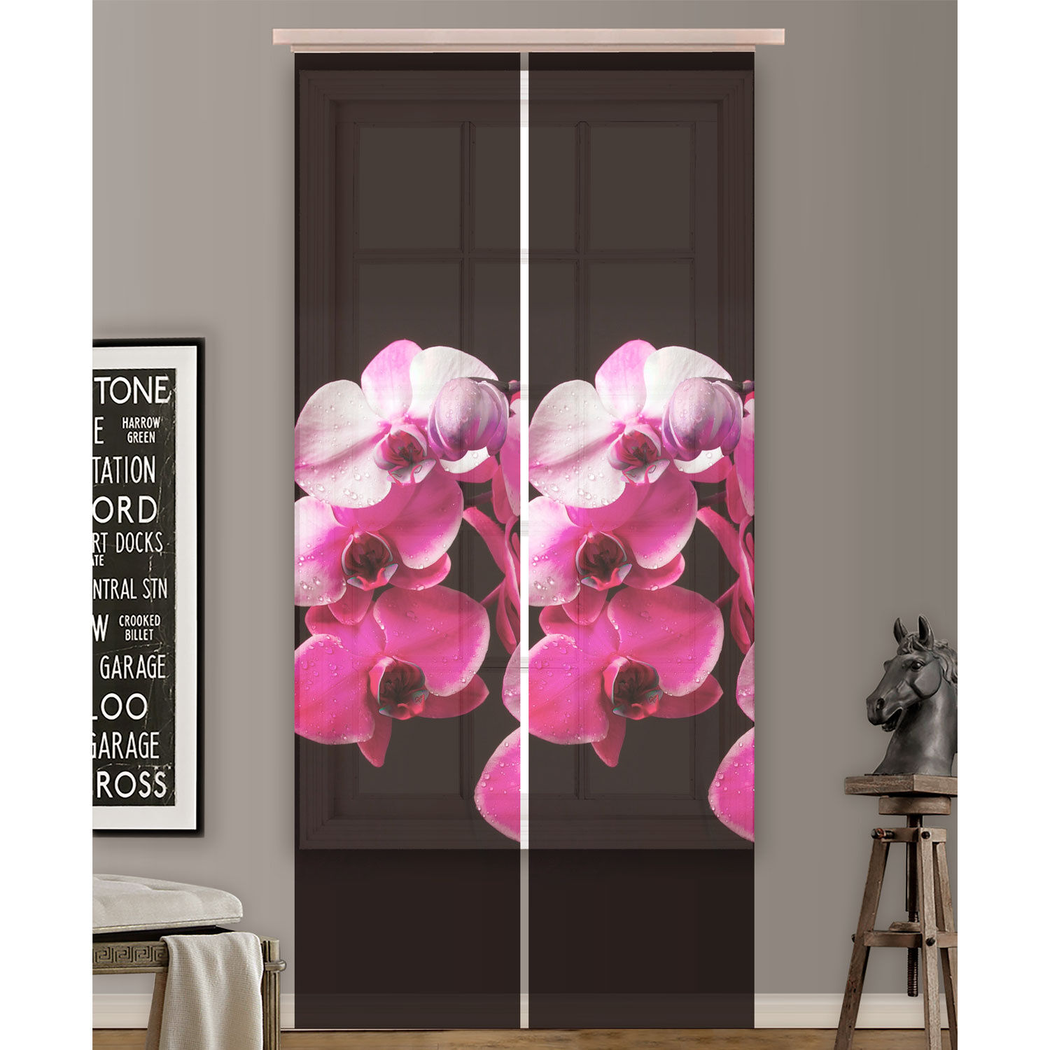 Schiebevorhang mit violetter Orchidee