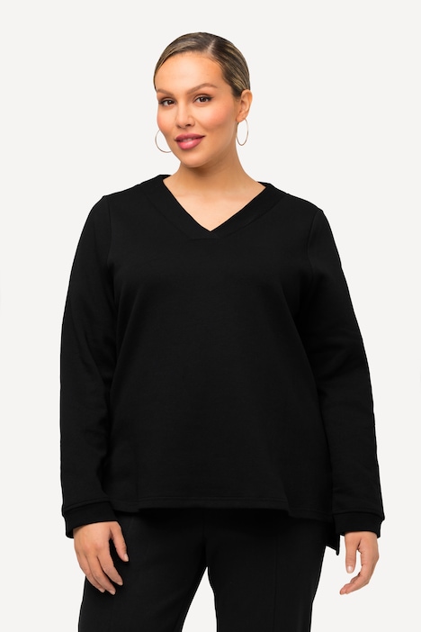 Sweatshirt, BLACK-Gummidruck, V-Ausschnitt, Langarm