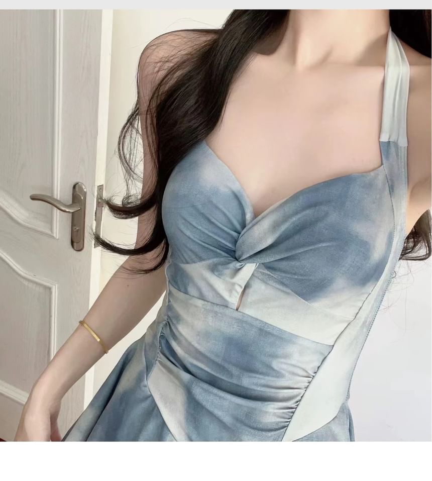 Starleraid - Halter Tie Dye Knoop Zwemjurk