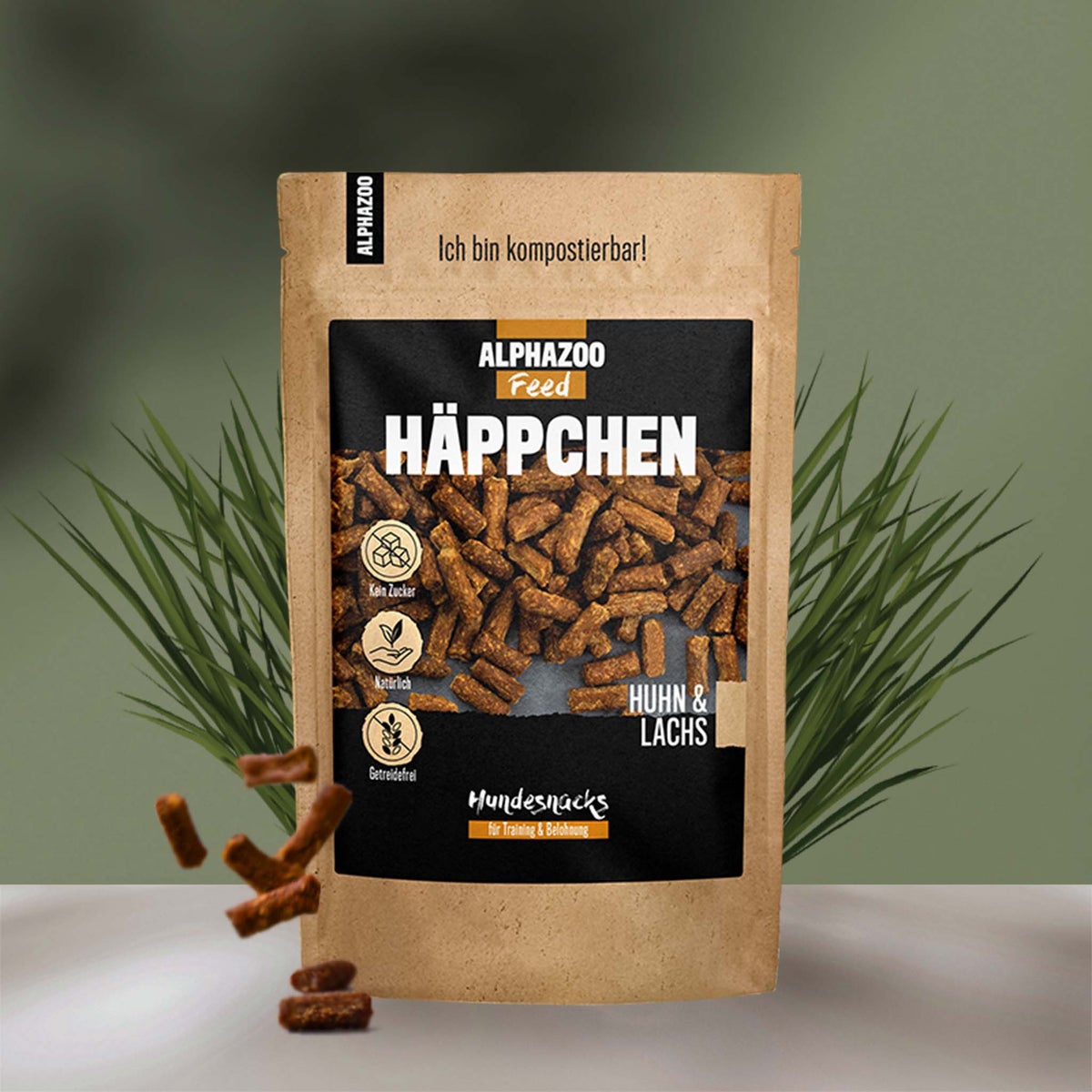 ALPHAZOO Kip en Zalm Bites 200g voor Honden | Kleine Hondensnacks | Graanvrije Hondensnacks