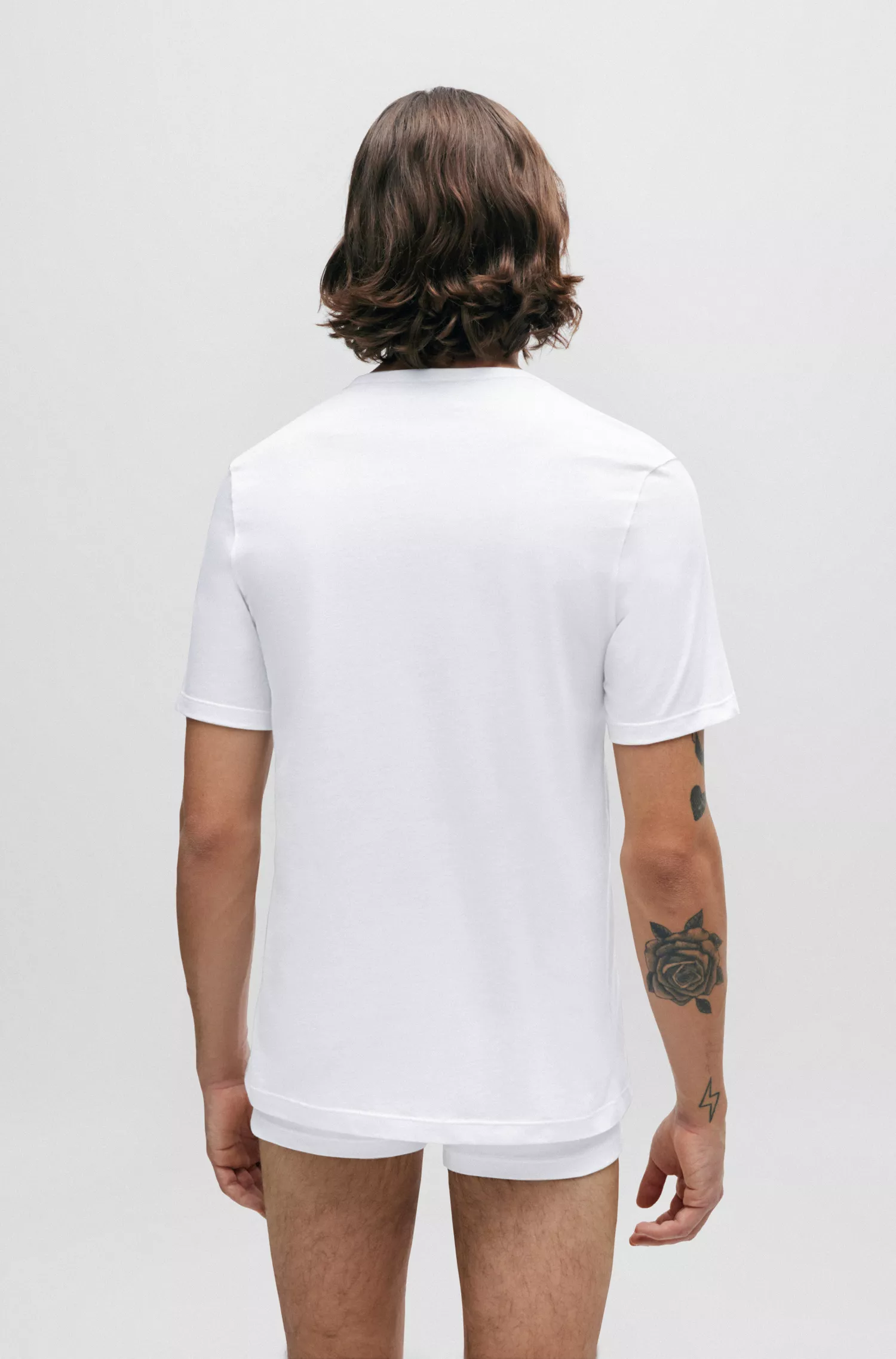 HUGO Vermelho - Pacote com três camisetas de algodão com logotipos.