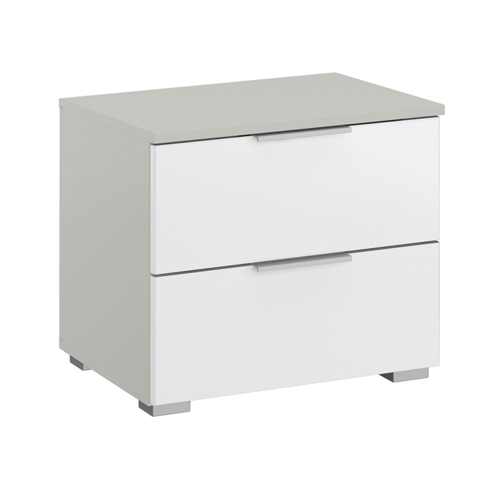 2er-Set-Nachttisch - alpinweiß-seidengrau - 2 Schubkästen - 47 cm